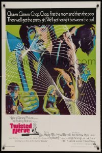 7b925 TWISTED NERVE int'l 1sh 1969 Hayley Mills, Roy Boulting English horror, cool psychedelic art!