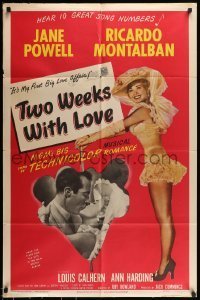 7b926 TWO WEEKS WITH LOVE 1sh 1950 full-length image of sexy Jane Powell, Ricardo Montalban!
