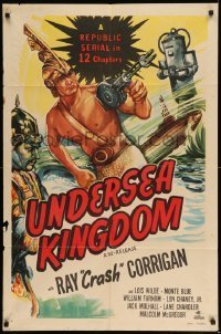 7b930 UNDERSEA KINGDOM 1sh R1950 Crash Corrigan, Republic sci-fi fantasy serial in 12 chapters!