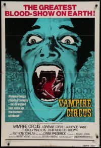 7b937 VAMPIRE CIRCUS 1sh 1972 Hammer horror, no sawdust can soak up all the blood!