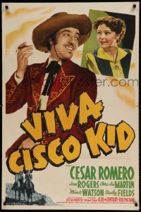 7b947 VIVA CISCO KID 1sh 1940 great close image of Cesar Romero with cigarette by Jean Rogers!