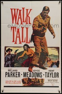 7b951 WALK TALL 1sh 1960 Willard Parker in lawless West, Joyce Meadows, Kent Taylor!