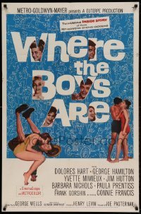 7b964 WHERE THE BOYS ARE 1sh 1961 sexy Connie Francis, Dolores Hart, Yvette Mimieux & Prentiss!