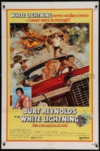 7b969 WHITE LIGHTNING 1sh 1973 cool different art of moonshine bootlegger Burt Reynolds!