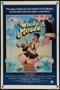 7b972 WHOLLY MOSES int'l 1sh 1980 Dudley Moore as Herschel the Moses wannabe, Laraine Newman!