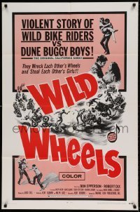 7b977 WILD WHEELS 1sh 1969 teen rebels who wreck each other's wheels & steal each other's girls!