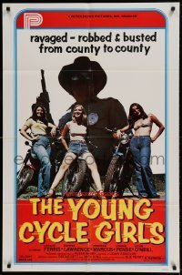 7b994 YOUNG CYCLE GIRLS 1sh 1977 sleazy riders, ravaged - robbed & busted from county to county!