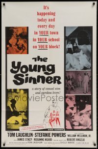 7b997 YOUNG SINNER 1sh 1965 Tom Laughlin pre-Billy Jack, casual sins and careless loves!