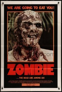 7b998 ZOMBIE 1sh 1980 Zombi 2, Lucio Fulci classic, gross c/u of undead, we are going to eat you!