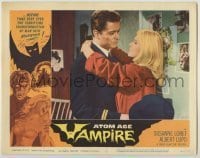 7c045 ATOM AGE VAMPIRE LC #6 1963 romantic close up of pretty Susanne Loret & Sergio Fantoni!