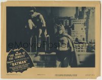 7c061 BATMAN chapter 3 LC R1954 Lewis Wilson & Robin in costume on rooftop, Mark of the Zombies!