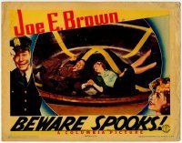 7c077 BEWARE SPOOKS LC 1939 great image of Joe E. Brown & Mary Carlisle laughing after falling!