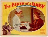 7c098 BIRTH OF A BABY LC 1938 nurse shows tiny hospital gown to expectant mother!