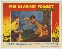 7c111 BLAZING FOREST LC #4 1952 John Payne & Susan Morrow rescue Richard Arlen from forest fire!