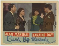 7c131 BRIDE BY MISTAKE LC 1944 Alan Marshall & Laraine Day stare at Marhsa Hunt seducing soldier!