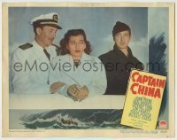 7c153 CAPTAIN CHINA LC #4 1950 Gail Russell looking nervous between John Payne & Jeffrey Lynn!