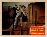 7c168 CHARLIE CHAN IN BLACK MAGIC LC 1944 Sidney Toler, Frances Chan & guy with gun on roof!