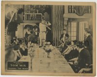 7c171 CHASING THE MOON LC 1922 wacky image of Tom Mix playing trombone on table at fancy dinner!