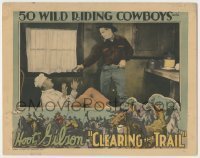 7c183 CLEARING THE TRAIL LC 1928 Hoot Gibson points finger at scared cook laying on floor!