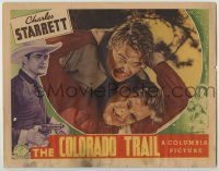 7c189 COLORADO TRAIL LC 1938 super close up of Charles Starrett with crazed man on his back!