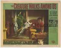 7c207 CREATURE WALKS AMONG US LC #5 1956 monster crashes through glass door to get at guy!