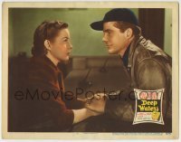 7c223 DEEP WATERS LC #5 1948 close up of Dana Andrews holding pretty Jean Peters' hands!