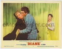 7c230 DIANE LC #8 1956 Marisa Pavan eavesrdops on Roger Moore kissing uninterested Lana Turner!