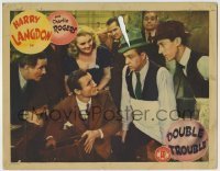 7c240 DOUBLE TROUBLE LC 1941 silent comic Harry Langdon in midst of lots of people!