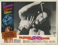 7c246 DR. JEKYLL & SISTER HYDE LC #2 1971 close up of Martine Beswick with dagger stabbing victim!