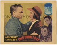 7c256 EACH DAWN I DIE Other Company LC 1939 great c/u of convict James Cagney comforting Jane Bryan!