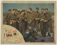 7c269 FALL IN LC 1942 great image of William Tracy, Joe Sawyer & World War II soldiers laughing!