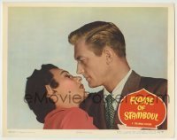7c283 FLAME OF STAMBOUL LC #2 1951 romantic c/u of Richard Denning & Lisa Ferraday about to kiss!