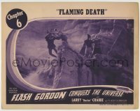 7c285 FLASH GORDON CONQUERS THE UNIVERSE chap 6 LC 1940 cool image of fight on cliff, Flaming Death!