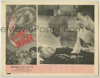 7c288 FLYING SAUCER LC #8 1950 close up of barechested Mikel Conrad with old man, sci-fi!