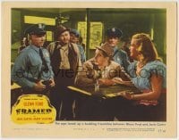 7c295 FRAMED LC #7 1947 cops break up a budding friendship between Glenn Ford & Janis Carter!