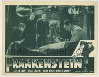 7c297 FRANKENSTEIN LC R1947 Dwight Frye & others watch Colin Clive bring his creation to life!