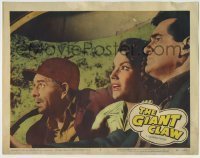 7c324 GIANT CLAW LC #5 1957 close-up of scared Mara Corday, Louis Merril and Jeff Morrow!