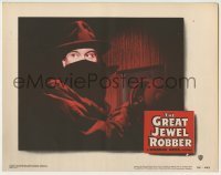 7c342 GREAT JEWEL ROBBER LC #5 1950 best close up of masked thief David Brian robbing safe!