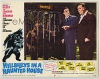 7c382 HILLBILLYS IN A HAUNTED HOUSE LC #5 1967 John Carradine & Lon Chaney Jr. by fake ape in cage!