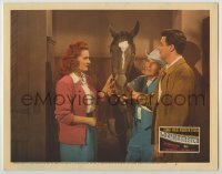 7c388 HOMESTRETCH LC #2 1947 c/u of Cornel Wilde, Maureen O'Hara & James Gleason with race horse!