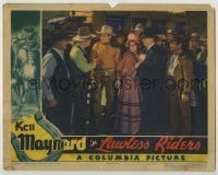 7c470 LAWLESS RIDERS LC 1935 Ken Maynard surrounded by townspeople by stagecoach!