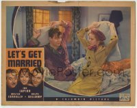 7c475 LET'S GET MARRIED LC 1937 wacky image of Ida Lupino & Ralph Bellamy having a pillow fight!