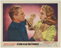 7c480 LION IS IN THE STREETS LC #6 1953 close up of James Cagney grabbing sexy Anne Francis!