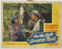 7c568 ON THE OLD SPANISH TRAIL LC #6 1947 Roy Rogers suspicious of Jane Frazee handing over money!