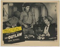 7c580 OUTLAW LC R1950 Walter Huston as Doc Holliday tries to hustle Jack Buetel as Billy the Kid!