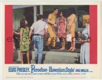 7c597 PARADISE - HAWAIIAN STYLE LC #1 1966 Elvis Presley talks to two pretty ladies on porch!