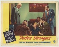 7c611 PERFECT STRANGERS LC #3 1950 Ginger Rogers & Dennis Morgan surrounded by several men!