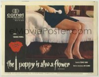 7c629 POPPY IS ALSO A FLOWER LC #1 1966 creepy image of guy hiding under woman's bed, drugs!