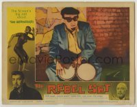 7c667 REBEL SET LC #4 1959 c/u of cool beatnik guy playing his bongos & wearing shades & beret!