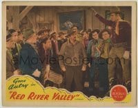 7c673 RED RIVER VALLEY LC R1944 heroic Gene Autry standing on chair addressing crowd!